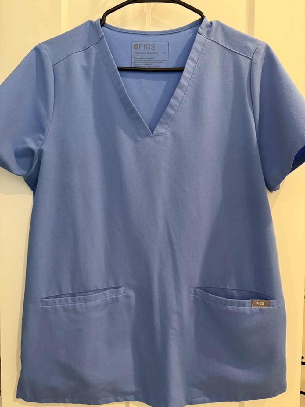 Figs V-Neck Scrub Top in Ceil Blue